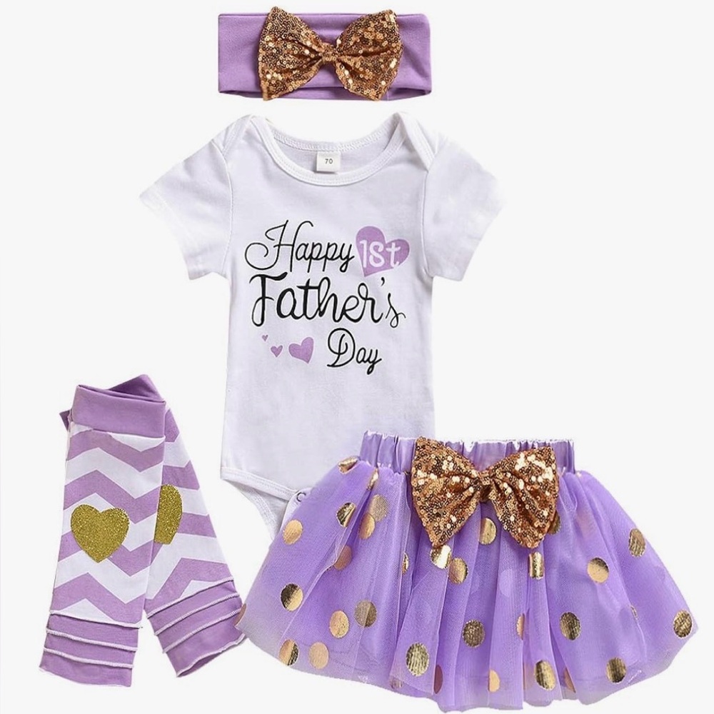 382 NIB XFGLCK Newborn Baby Girl Happy 1st Father's Day Skirt Set - Size: 3-6 mo